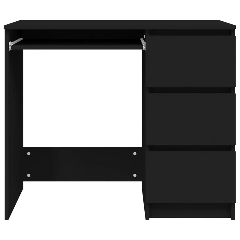 vidaXL - Schreibtisch, Schreibtisch Weiß, Schreibtisch Holz, Schreibtisch Schmal, 90x45x76 cm, Schreibtisch mit Schubladen, Schwarz