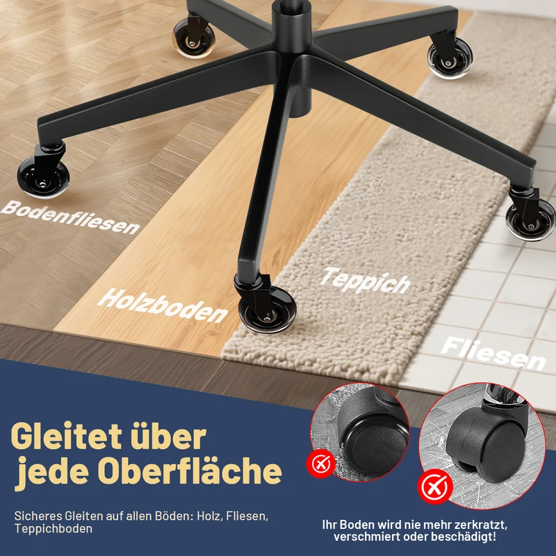 Rollen für Gaming Stuhl Bürostühle – Einfache Installation, Langlebig & Leise