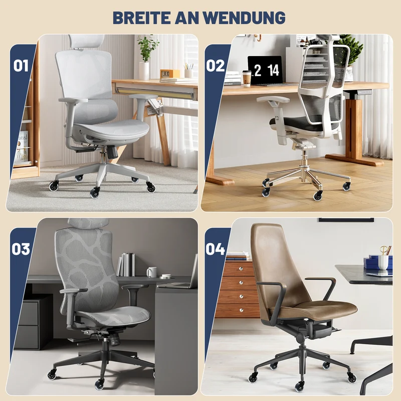 Rollen für Gaming Stuhl Bürostühle – Einfache Installation, Langlebig & Leise