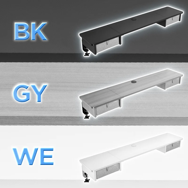 Duronic DD2 BK Schreibtischaufsatz für 2 Monitore, Schreibtisch Erweiterung mit Schubladen, 120 x 25 x 11,5 cm, Monitorerhöhung mit Tischklemmen, Gaming Home Office Monitorständer, Extra Breit