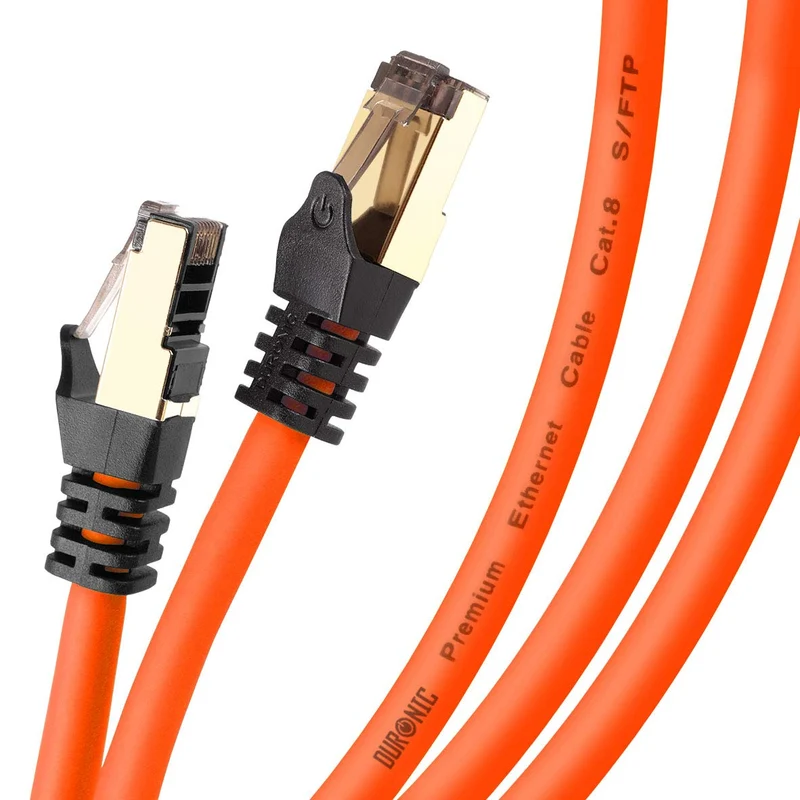 Duronic CAT8 OE 2 m Ethernet-Kabel | 40 Gbps Netzwerkabel | RJ45 Gigabit LAN Kabel Cat 8 | Patch Kabel 2000 MHz S/FTP Schirmung | TV Streaming Router Modem Switch Internetkabel 10 100 1000 Mbit