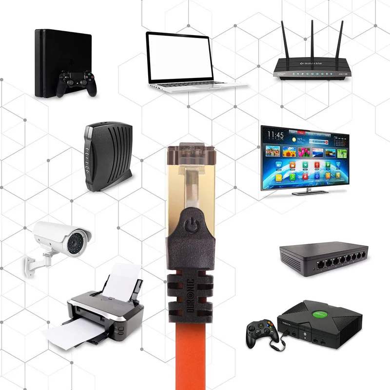 Duronic CAT8 OE 2 m Ethernet-Kabel | 40 Gbps Netzwerkabel | RJ45 Gigabit LAN Kabel Cat 8 | Patch Kabel 2000 MHz S/FTP Schirmung | TV Streaming Router Modem Switch Internetkabel 10 100 1000 Mbit