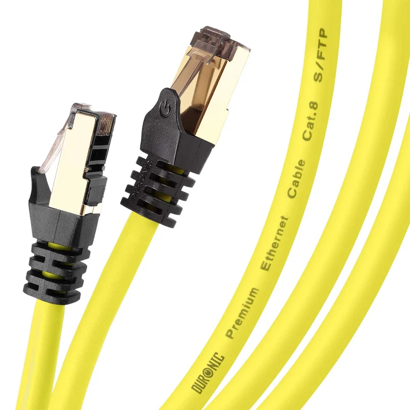 Duronic CAT8 YW 3 m Ethernet-Kabel | 40 Gbps Netzwerkabel | RJ45 Gigabit LAN Kabel Cat 8 | Patch Kabel 2000 MHz S/FTP Schirmung | TV Streaming Router Modem Switch Internetkabel 10 100 1000 Mbit