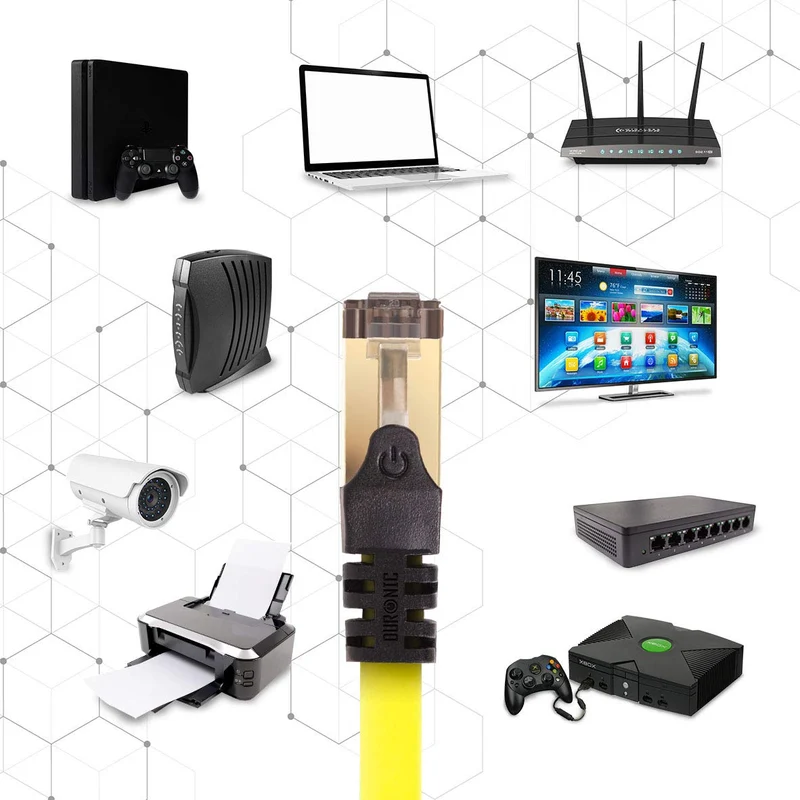 Duronic CAT8 YW 2 m Ethernet-Kabel | 40 Gbps Netzwerkabel | RJ45 Gigabit LAN Kabel Cat 8 | Patch Kabel 2000 MHz S/FTP Schirmung | TV Streaming Router Modem Switch Internetkabel 10 100 1000 Mbit
