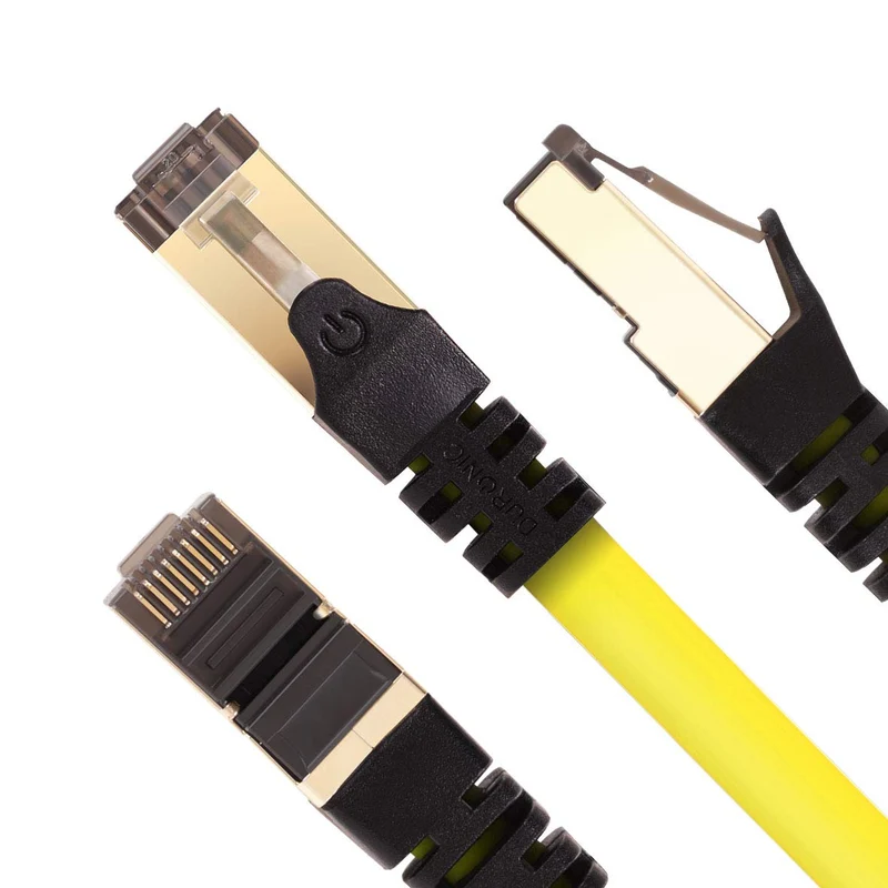 Duronic CAT8 YW 2 m Ethernet-Kabel | 40 Gbps Netzwerkabel | RJ45 Gigabit LAN Kabel Cat 8 | Patch Kabel 2000 MHz S/FTP Schirmung | TV Streaming Router Modem Switch Internetkabel 10 100 1000 Mbit