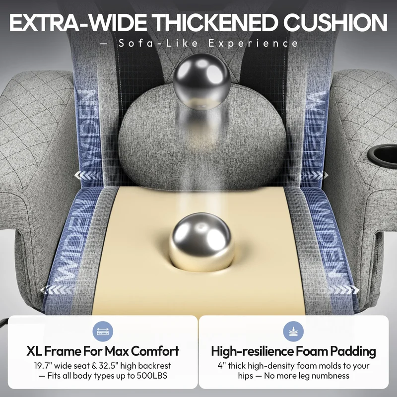 Dowinx Recliner Chair with Massage Lumbar LS-66D3A Gray