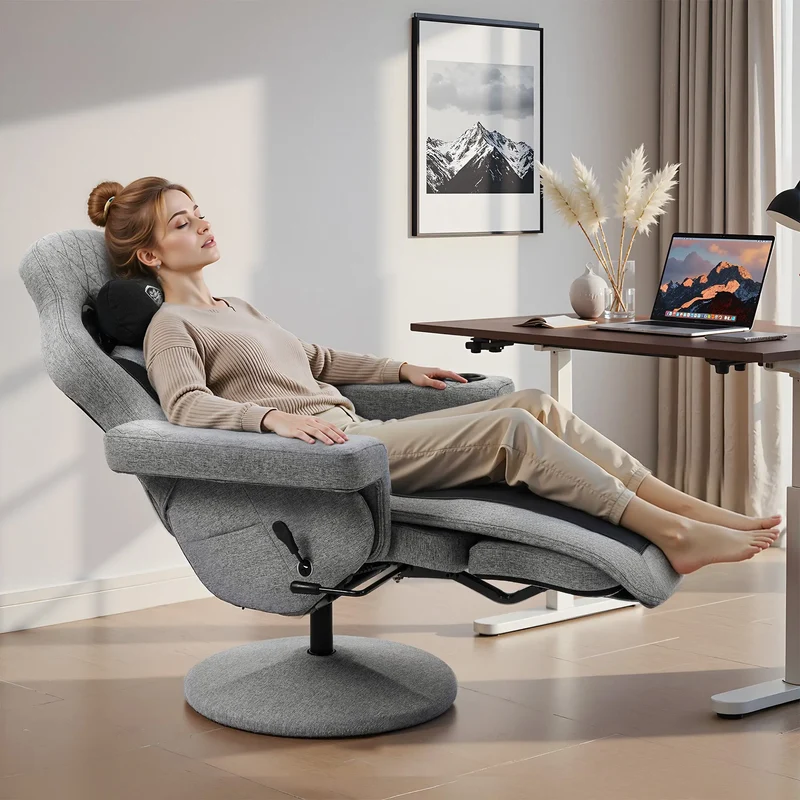 Dowinx Recliner Chair with Massage Lumbar LS-66D3A Gray