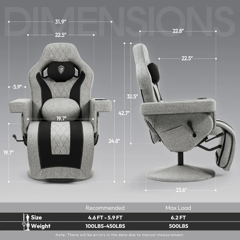 Dowinx Recliner Chair with Massage Lumbar LS-66D3A Gray