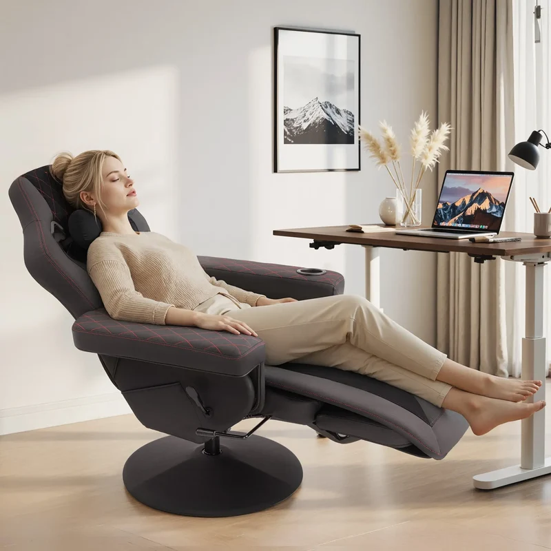 Dowinx Recliner Chair with Massage Lumbar LS-66D3A Black