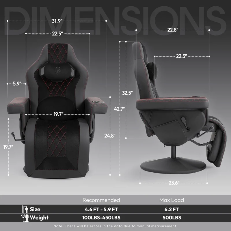 Dowinx Recliner Chair with Massage Lumbar LS-66D3A Black