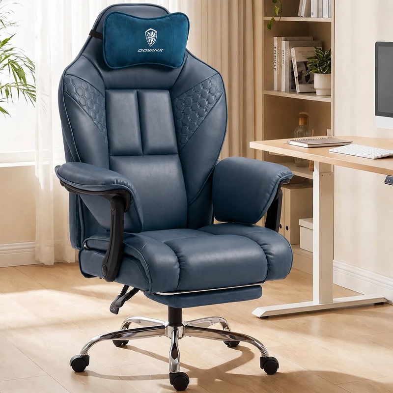 Dowinx Big & Tall Leather Executive Office Chair LS-66D5A-06 Blue