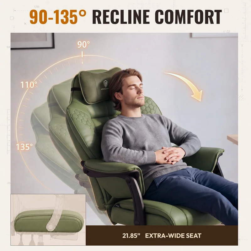 Dowinx Big & Tall Leather Executive Office Chair LS-66D5A-05 Green