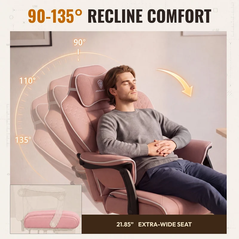 Dowinx Big & Tall Leather Executive Office Chair LS-66D5A-04 Pink