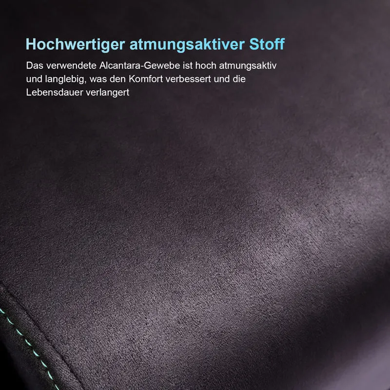 STARUZI Ergonomischer Gaming Stuhl aus Stoff, Gamer PC Stuhl mit Fußstütze, Atmungsaktiver Game Chair mit Verstellbaren Rückenlehne, Grau-Blau