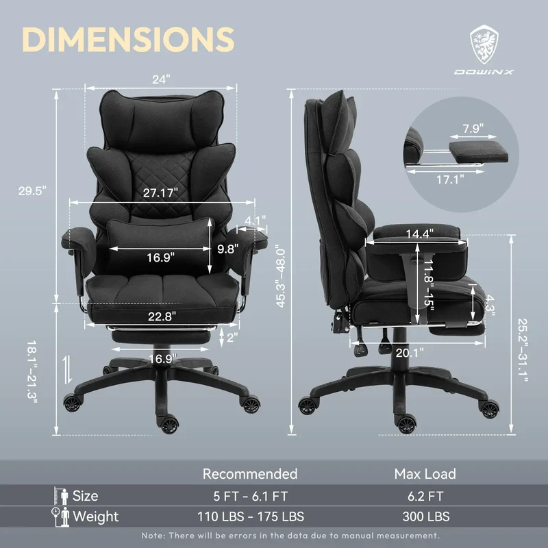 Dowinx Fabric Sofa Chair LS-66BG1B01 Black ((90-135° Tilt Locking Function))