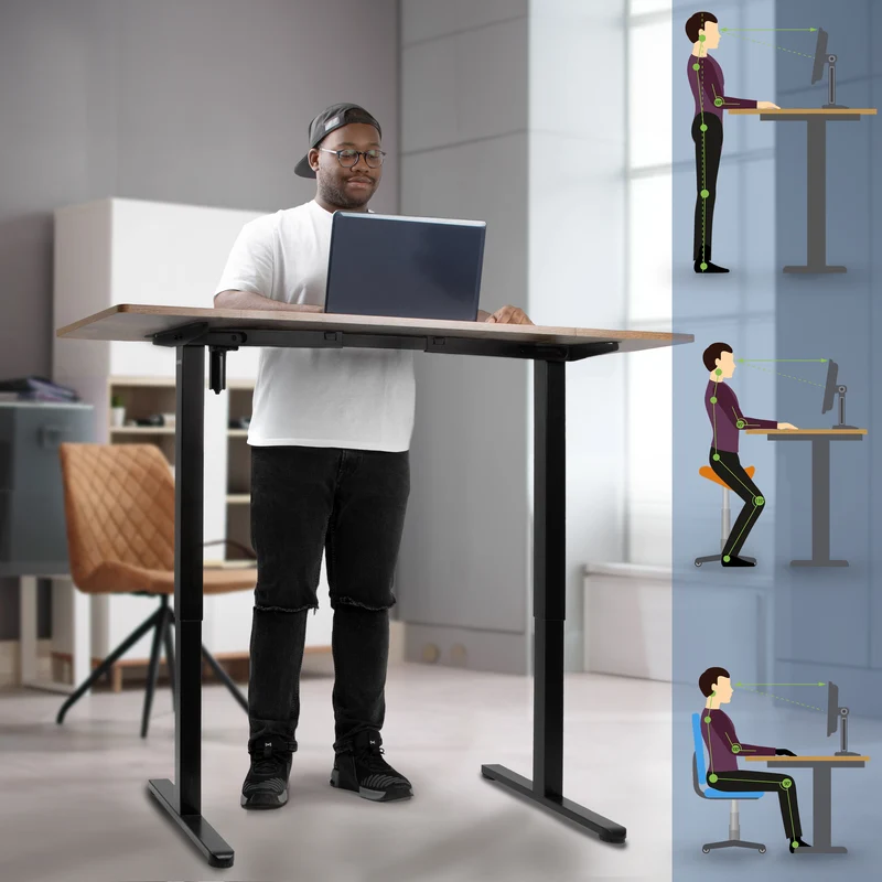 Duronic CD160 BO Höhenverstellbarer Schreibtisch, Computertisch für Büro und Gaming, elektrischer Schreibtisch mit USB Port, 160 x 60 cm Sitz-Steh-Schreibtisch, Höhenverstellbar von 72 bis 118 cm
