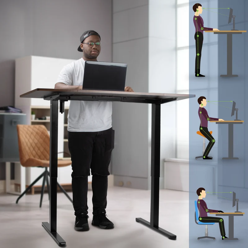 Duronic CD160 BT Höhenverstellbarer Schreibtisch, Computertisch für Büro und Gaming, elektrischer Schreibtisch mit USB Port, 160 x 60 cm Sitz-Steh-Schreibtisch, Höhenverstellbar von 72 bis 118 cm