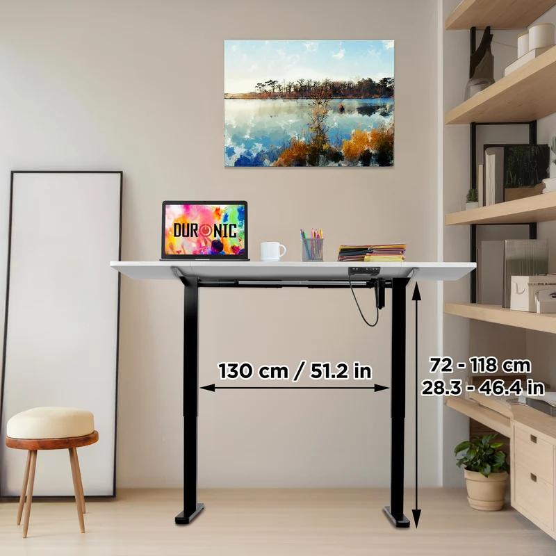 Duronic CD160 BW Höhenverstellbarer Schreibtisch, Computertisch für Büro und Gaming, elektrischer Schreibtisch mit USB Port, 160 x 60 cm Sitz-Steh-Schreibtisch, Höhenverstellbar von 72 bis 118 cm
