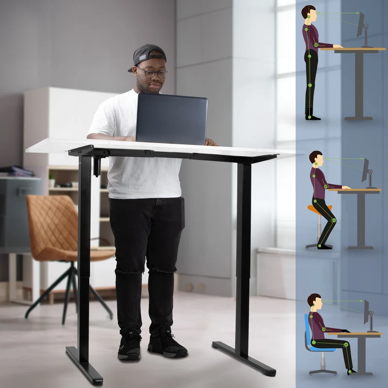Duronic CD160 BW Höhenverstellbarer Schreibtisch, Computertisch für Büro und Gaming, elektrischer Schreibtisch mit USB Port, 160 x 60 cm Sitz-Steh-Schreibtisch, Höhenverstellbar von 72 bis 118 cm