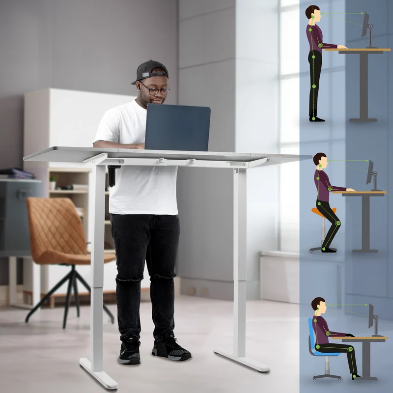 Duronic CD160 WG Höhenverstellbarer Schreibtisch, Computertisch für Büro und Gaming, elektrischer Schreibtisch mit USB Port, 160 x 60 cm Sitz-Steh-Schreibtisch, Höhenverstellbar von 72 bis 118 cm