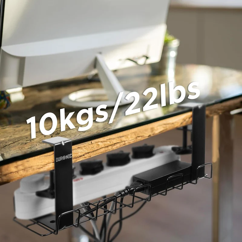 Duronic CMH2 Kabelkanal | Kabelführung Schreitisch | Kabelmanagement für Ordnung am Arbeitsplatz und Werkstatt | Drahtkorb zum Schrauben unter Tischplatte | Kabelrinne für Steckdosenleiste