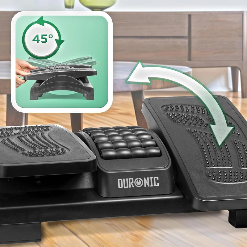 Duronic FT04 Fußstütze Schreibtisch, Höhenverstellbare Fußhocker, Fußbank mit Massagefunktion, Ergonomische Fußablage, Fußreflexzonen, Fußablage, Footrest, für Schreibtisch Büro Zubehör Gaming