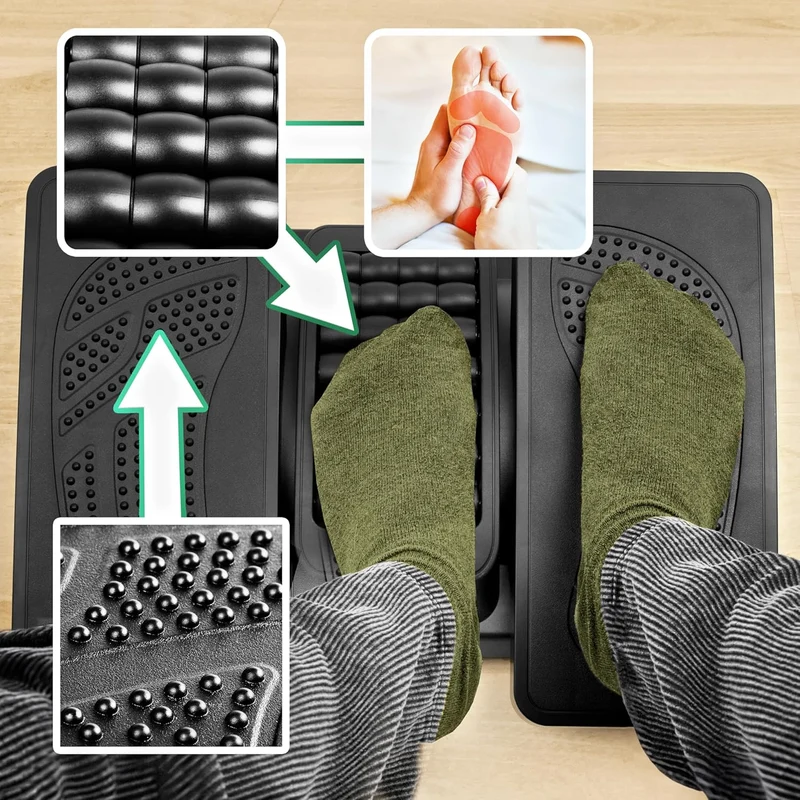 Duronic FT04 Fußstütze Schreibtisch, Höhenverstellbare Fußhocker, Fußbank mit Massagefunktion, Ergonomische Fußablage, Fußreflexzonen, Fußablage, Footrest, für Schreibtisch Büro Zubehör Gaming