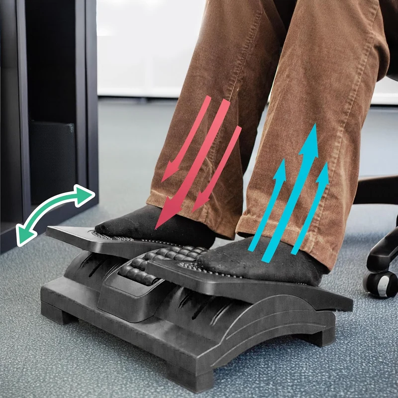 Duronic FT04 Fußstütze Schreibtisch, Höhenverstellbare Fußhocker, Fußbank mit Massagefunktion, Ergonomische Fußablage, Fußreflexzonen, Fußablage, Footrest, für Schreibtisch Büro Zubehör Gaming