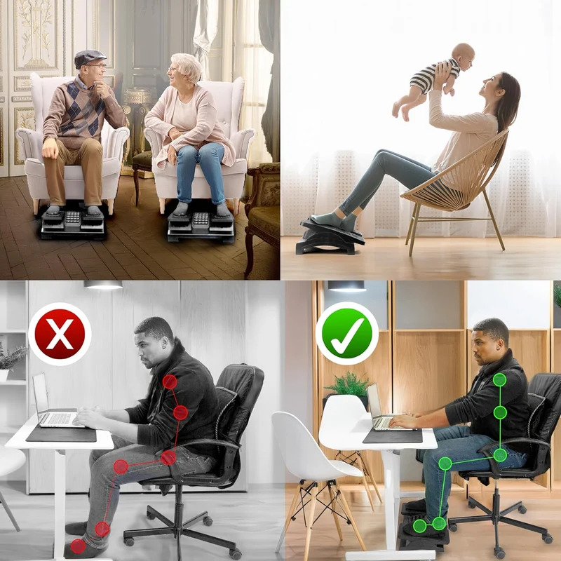 Duronic FT04 Fußstütze Schreibtisch, Höhenverstellbare Fußhocker, Fußbank mit Massagefunktion, Ergonomische Fußablage, Fußreflexzonen, Fußablage, Footrest, für Schreibtisch Büro Zubehör Gaming