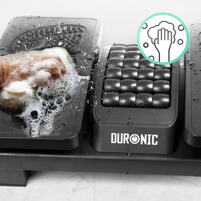 Duronic FT04 Fußstütze Schreibtisch, Höhenverstellbare Fußhocker, Fußbank mit Massagefunktion, Ergonomische Fußablage, Fußreflexzonen, Fußablage, Footrest, für Schreibtisch Büro Zubehör Gaming