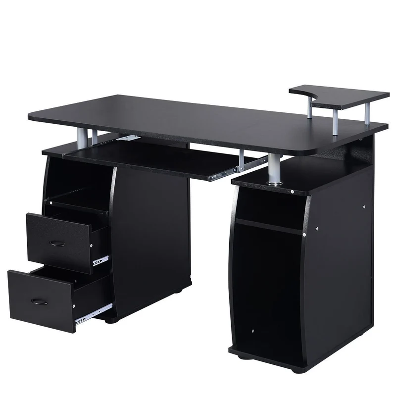 Costway - Schreibtisch Computertisch Bürotisch PC Tisch mit Druckerablage,Tastaturauszug-black