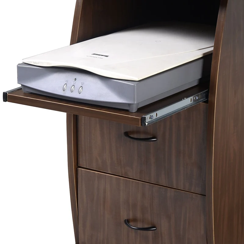 Costway – Computertisch mit Tastaturauszug, Druckerablage, Monitoraufsatz und Schublade, 120 × 55 × 85 cm, Walnuss