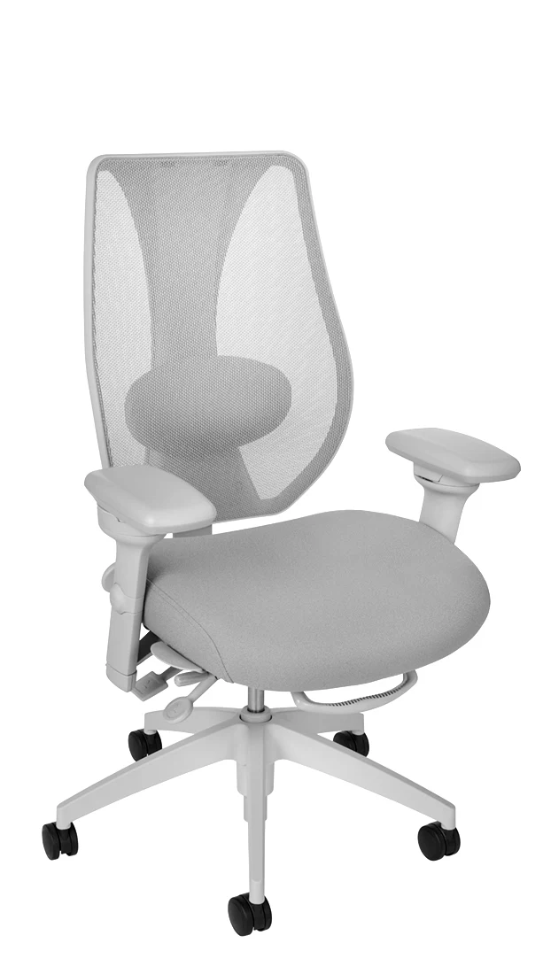 tCentric Hybrid with Mesh Backrest and Upholstered Seat in Light Grey Frame