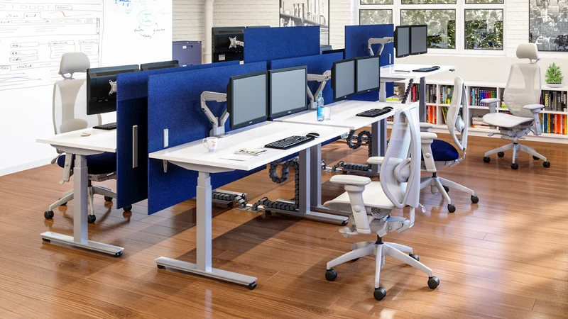 tCentric Hybrid with Mesh Backrest and Upholstered Seat in Light Grey Frame