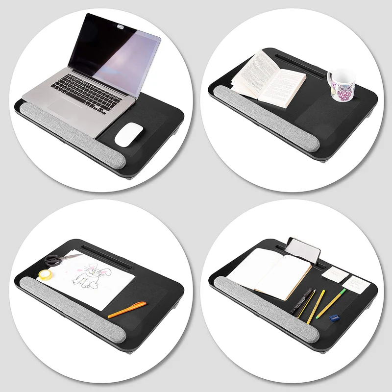Duronic DML433 Laptopständer mit Handgelenkpolster | Ergonomischer Laptop Tisch mit Kissen | Laptop Halterung mit Schaumstoffkissenstütze |Große Plattform mit integriertem Griff