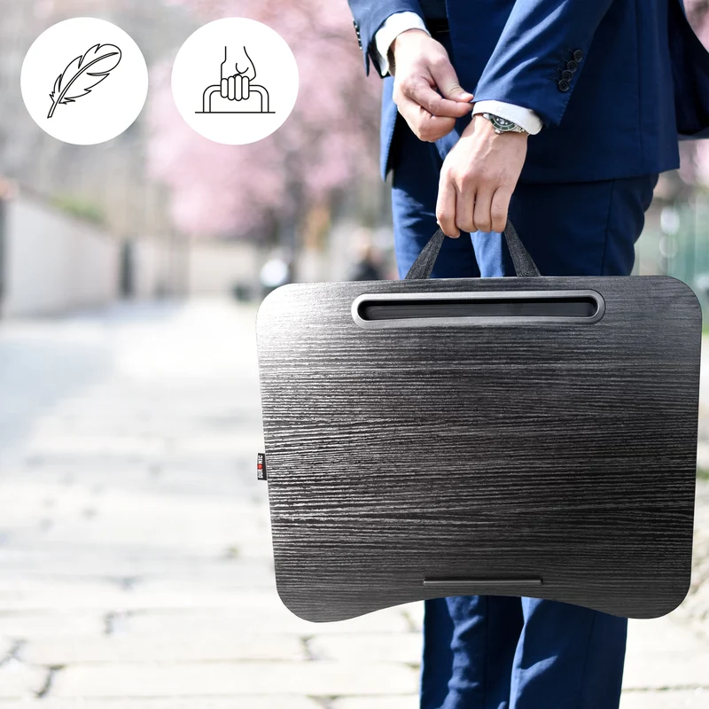 Duronic DML432 Laptopständer | Ergonomischer Laptop Tisch mit Kissen | Laptop Halterung mit Schaumstoffkissenstütze |Große Plattform mit integriertem Griff | Ideal für Bett, Sofa, Auto
