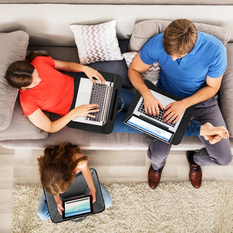 Duronic DML432 Laptopständer | Ergonomischer Laptop Tisch mit Kissen | Laptop Halterung mit Schaumstoffkissenstütze |Große Plattform mit integriertem Griff | Ideal für Bett, Sofa, Auto
