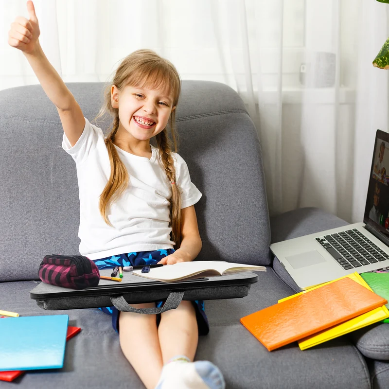 Duronic DML432 Laptopständer | Ergonomischer Laptop Tisch mit Kissen | Laptop Halterung mit Schaumstoffkissenstütze |Große Plattform mit integriertem Griff | Ideal für Bett, Sofa, Auto