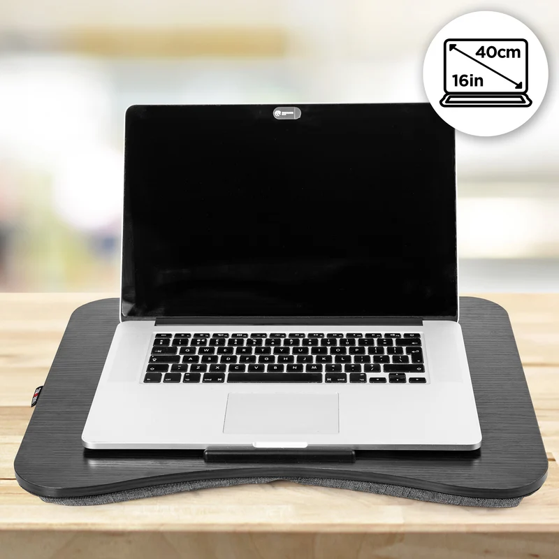 Duronic DML432 Laptopständer | Ergonomischer Laptop Tisch mit Kissen | Laptop Halterung mit Schaumstoffkissenstütze |Große Plattform mit integriertem Griff | Ideal für Bett, Sofa, Auto