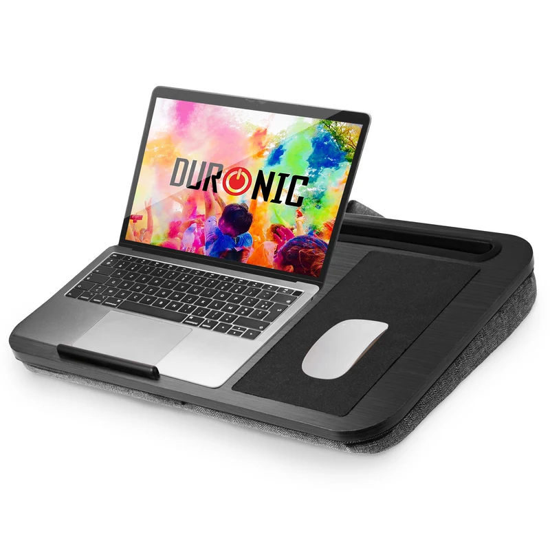 Duronic DML422 Laptopkissen | Ergonomischer Laptop Tisch mit Kissen | Laptop Halterung mit Schaumstoffkissenstütze |Große Plattform mit integriertem Griff | Ideal für Bett, Sofa, Auto