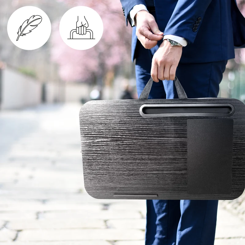 Duronic DML422 Laptopkissen | Ergonomischer Laptop Tisch mit Kissen | Laptop Halterung mit Schaumstoffkissenstütze |Große Plattform mit integriertem Griff | Ideal für Bett, Sofa, Auto