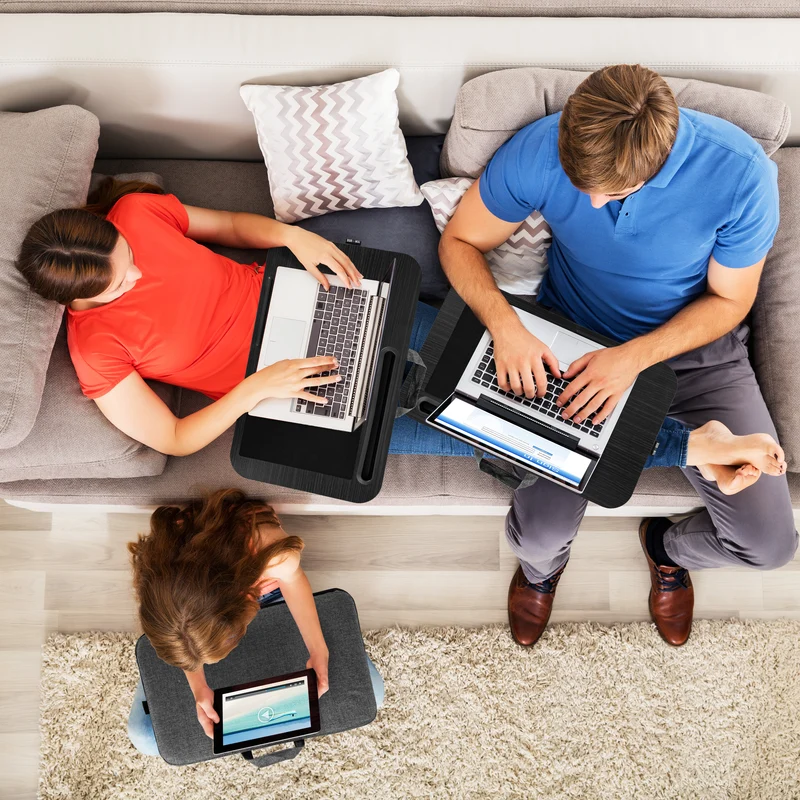 Duronic DML422 Laptopkissen | Ergonomischer Laptop Tisch mit Kissen | Laptop Halterung mit Schaumstoffkissenstütze |Große Plattform mit integriertem Griff | Ideal für Bett, Sofa, Auto