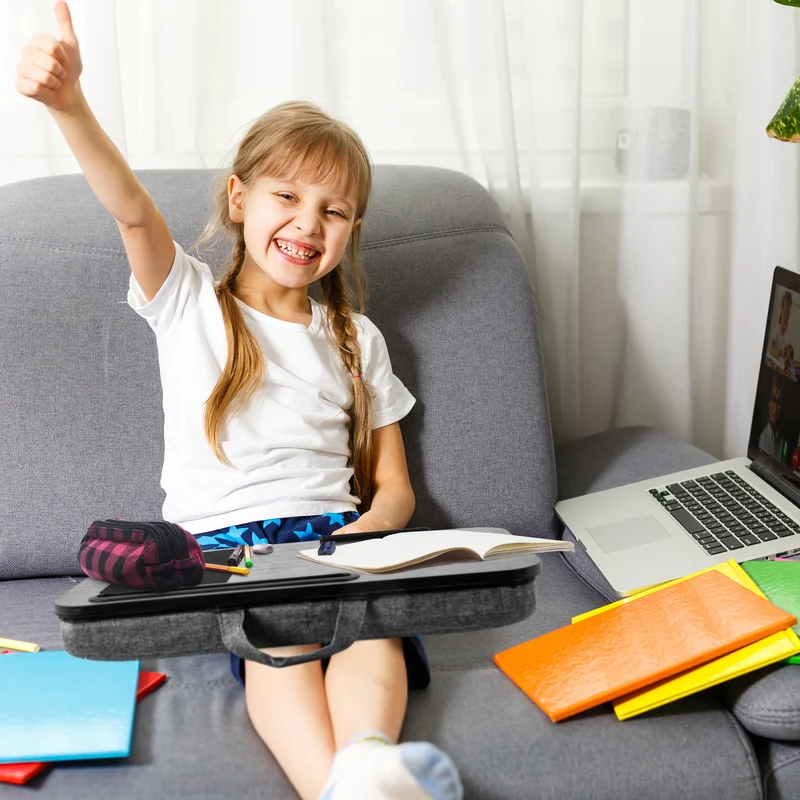 Duronic DML422 Laptopkissen | Ergonomischer Laptop Tisch mit Kissen | Laptop Halterung mit Schaumstoffkissenstütze |Große Plattform mit integriertem Griff | Ideal für Bett, Sofa, Auto