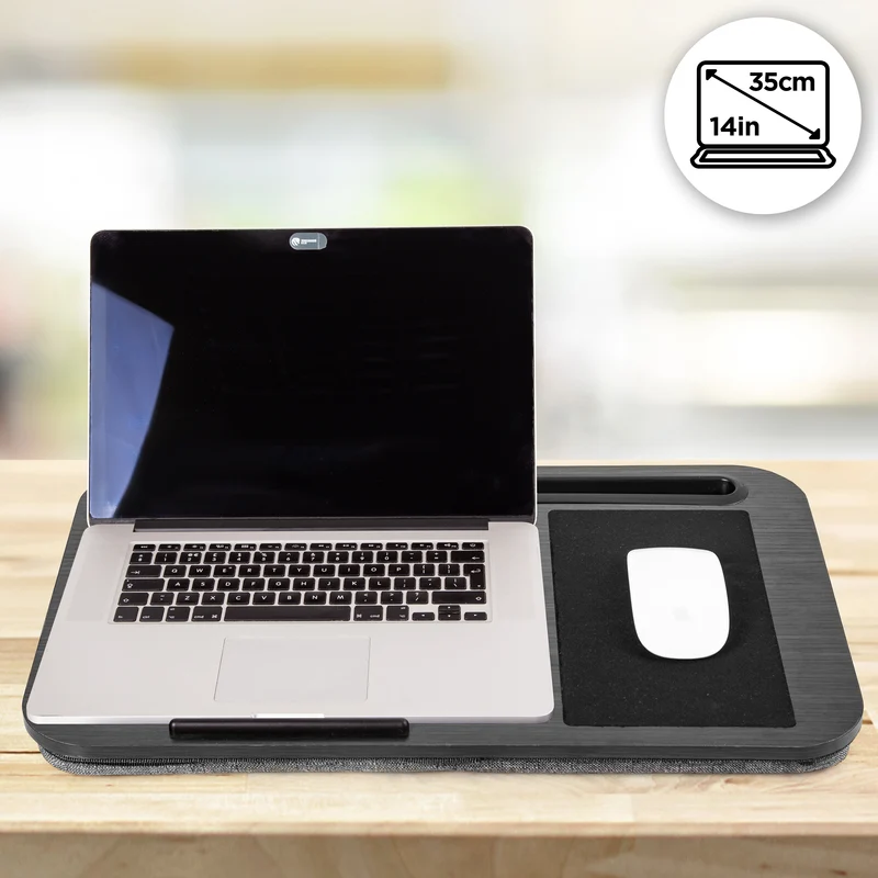Duronic DML422 Laptopkissen | Ergonomischer Laptop Tisch mit Kissen | Laptop Halterung mit Schaumstoffkissenstütze |Große Plattform mit integriertem Griff | Ideal für Bett, Sofa, Auto