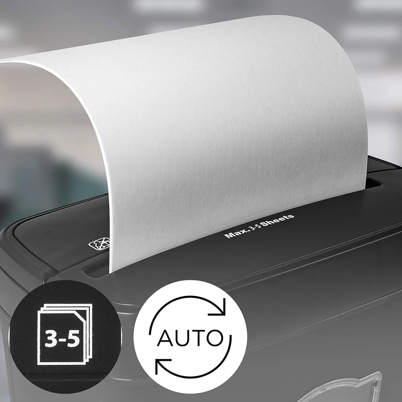 Duronic PS712 Aktenvernichter | 5 Blatt Partikelschnitt P4 | 12 Liter Papierkorb | Kreuzschnitt Schredder für mehr Datenschutz | Zerkleinerer für Home Office Büro | Reisswolf mit Start-Stopp-Automatik
