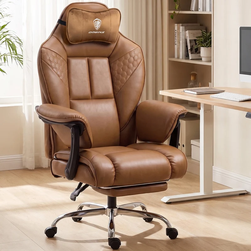 Dowinx Big & Tall Leather Executive Office Chair LS-66D5A-03 Brown