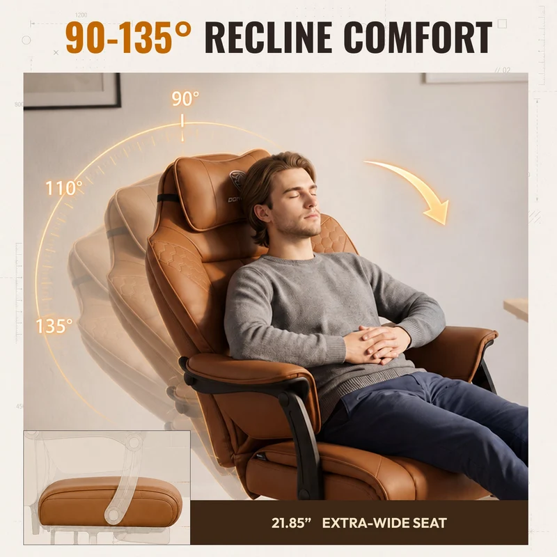 Dowinx Big & Tall Leather Executive Office Chair LS-66D5A-03 Brown