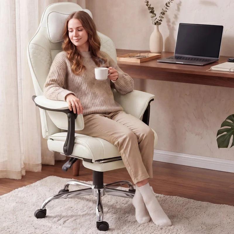 Dowinx Big & Tall Leather Executive Office Chair LS-66D5A-02 White