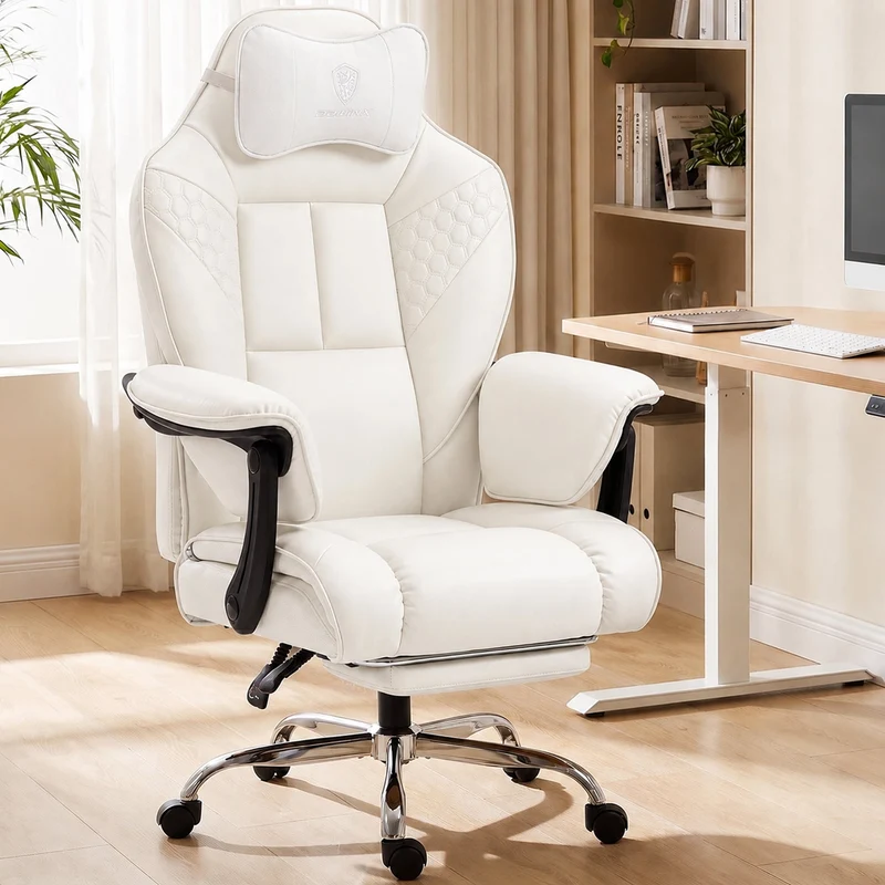 Dowinx Big & Tall Leather Executive Office Chair LS-66D5A-02 White