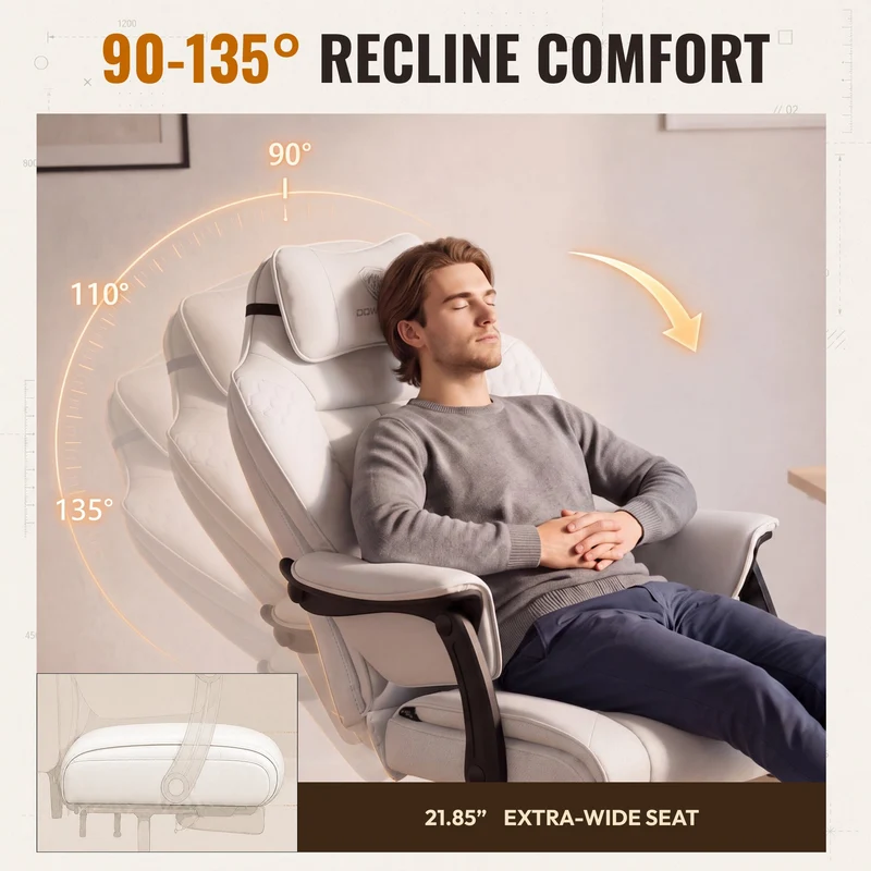 Dowinx Big & Tall Leather Executive Office Chair LS-66D5A-02 White